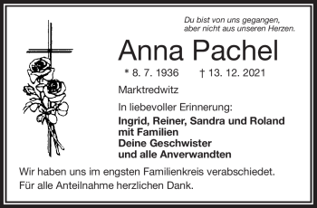 Traueranzeige von Anna Pachel von Frankenpost