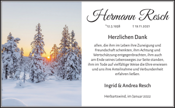 Traueranzeige von Hermann Resch von Südthüringer Presse