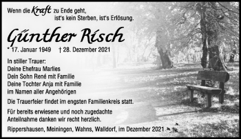 Traueranzeige von Günther Risch von Südthüringer Presse