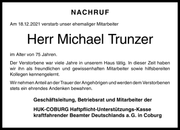 Traueranzeige von Michael Trunzer von Neue Presse Coburg