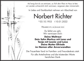Traueranzeige von Norbert Richter von Frankenpost