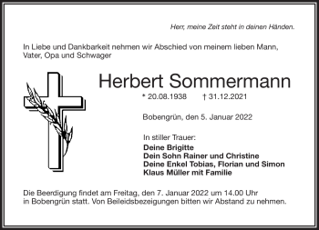 Traueranzeige von Herbert Sommermann von Frankenpost