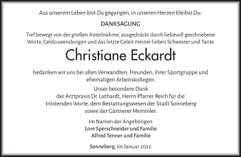 Traueranzeige von Christine Eckardt von Südthüringer Presse