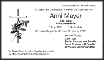 Traueranzeige von Anni Mayer von Frankenpost