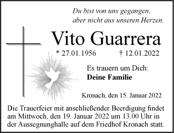 Traueranzeige von Vito Guarrera von Neue Presse Coburg
