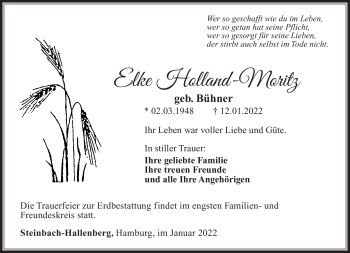 Traueranzeige von Elke Holland-Moritz von Südthüringer Presse