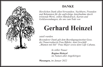 Traueranzeige von Gerhard Heinzel von Südthüringer Presse