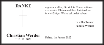 Traueranzeige von Christian Werder von Frankenpost