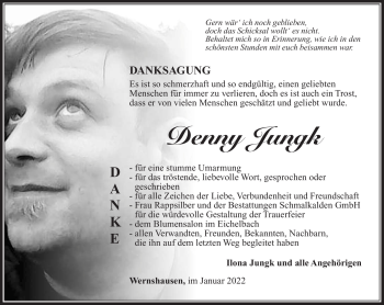 Traueranzeige von Denny Jungk von Südthüringer Presse