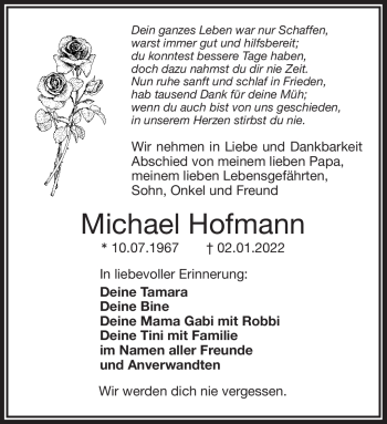 Traueranzeige von Michael Hofmann von Frankenpost