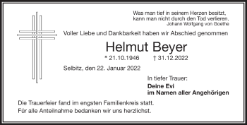 Traueranzeige von Helmut Beyer von Frankenpost