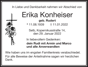 Traueranzeige von Erika Konheiser von Frankenpost