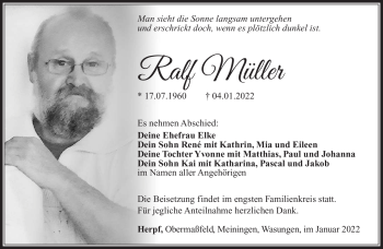 Traueranzeige von Ralf Müller von Südthüringer Presse