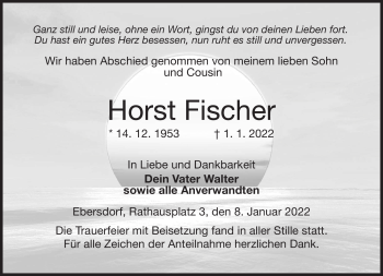 Traueranzeige von Horst Fischer von Neue Presse Coburg