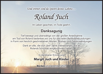 Traueranzeige von Roland Juch von Südthüringer Presse