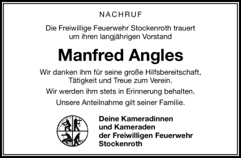 Traueranzeige von Manfred Angles von Frankenpost