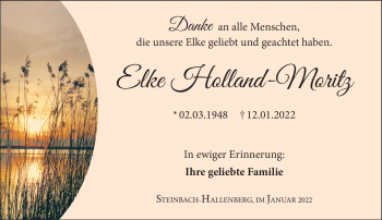 Traueranzeige von Elke Holland-Moritz von Südthüringer Presse