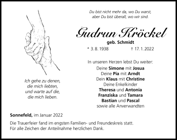 Traueranzeige von Gudrun Kröckel von Neue Presse Coburg