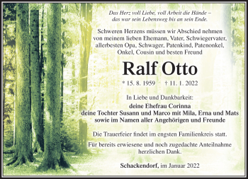 Traueranzeige von Ralf Otto von Südthüringer Presse