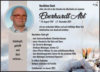 Traueranzeige von Eberhardt Abt von Südthüringer Presse