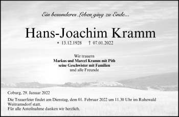 Traueranzeige von Hans-Joachim Kramm von Neue Presse Coburg