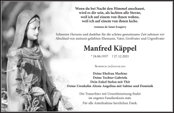 Traueranzeige von Manfred Käppel von Frankenpost