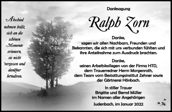 Traueranzeige von Ralph Zorn von Südthüringer Presse