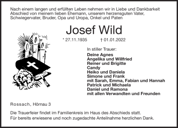 Traueranzeige von Josef Wild von Neue Presse Coburg