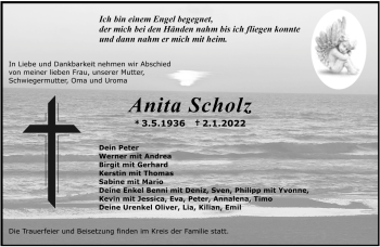 Traueranzeige von Anita Scholz von Frankenpost