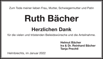 Traueranzeige von Ruth Bächer von Frankenpost