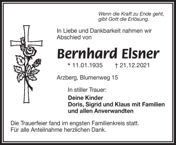 Traueranzeige von Bernhard Elsner von Frankenpost