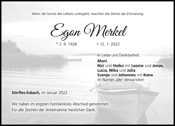 Traueranzeige von Egon Merkel von Neue Presse Coburg