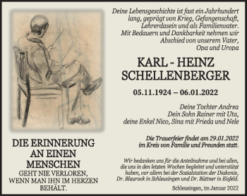 Traueranzeige von Karl-Heinz Schellenberger von Südthüringer Presse