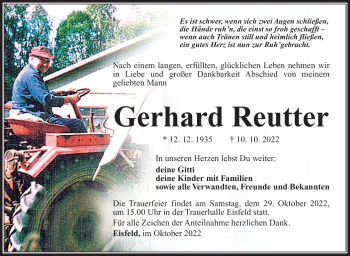 Traueranzeige von Gerhard Reutter von Südthüringer Presse