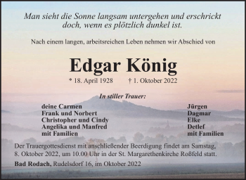 Traueranzeige von Edgar König von Südthüringer Presse