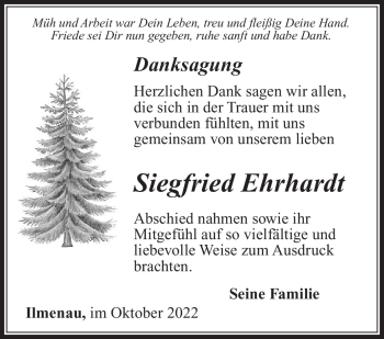 Traueranzeige von Siegfried Ehrhardt von Südthüringer Presse