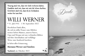 Traueranzeige von Willi Werner von Südthüringer Presse