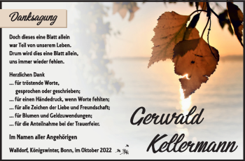 Traueranzeige von Gerwald Kellermann von Südthüringer Presse