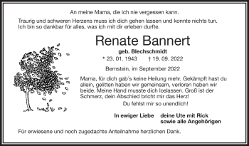 Traueranzeige von Renate Bannert von Frankenpost