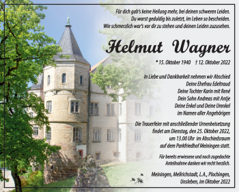 Traueranzeige von Hemut Wagner von Südthüringer Presse