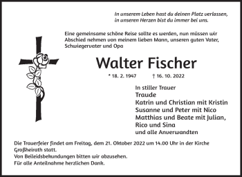 Traueranzeige von Walter Fischer von Neue Presse Coburg