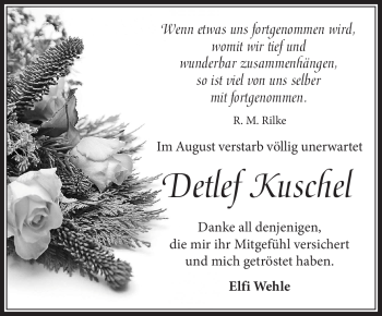 Traueranzeige von Detlef Kuschel von Südthüringer Presse