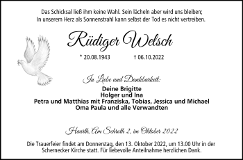 Traueranzeige von Rüdiger Welsch von Neue Presse Coburg