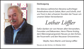 Traueranzeige von Lothar Löffler von Neue Presse Coburg