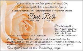 Traueranzeige von Dirk Roth von Neue Presse Coburg