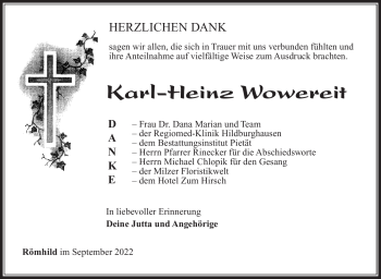Traueranzeige von Karl-Heinz Wowereit von Südthüringer Presse