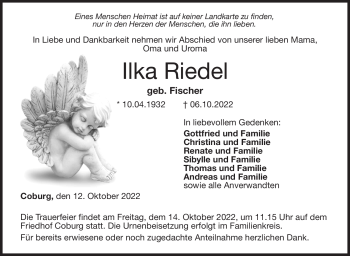 Traueranzeige von Ilka Riedel von Neue Presse Coburg