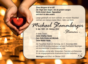Traueranzeige von Michael Stammberger von Südthüringer Presse