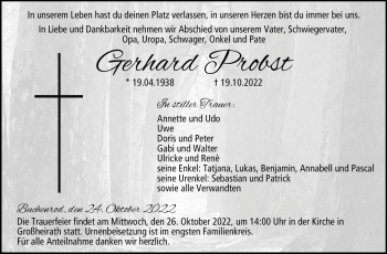 Traueranzeige von Gerhard Probst von Neue Presse Coburg