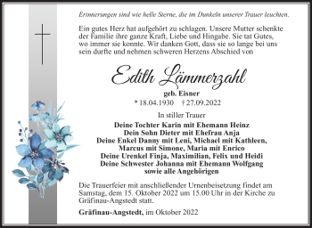 Traueranzeige von Edith Lämmerzahl von Südthüringer Presse